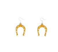 Pendientes irlandeses para el día de San Patricio, acrílico, trébol, colgante, para fiestas, disfraces, color verde, 5,5 cm, B, Hecho de acrílico para un uso cómodo durante todo el día durante eventos