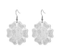 Pendientes islámicos de Alá para mujer, acero inoxidable, islam, musulmán, Corán, Dios, Alá, árabe, pétalo, aretes de gota, joyería religiosa, regalos de Eid Ramadán, Acero inoxidable