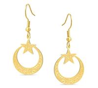 Pendientes Islámicos de Ayatul Kursi con Luna Creciente y Estrella Aretes de Gota árabe Musulmán del Corán Joyería de Alá Joyería de Acero Inoxidable Regalo para Mujeres