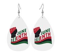 Pendientes Juneteenth African American Freedom Black History June 19 para mujeres y niñas, joyería ligera de cuero, pendientes colgantes en forma de lágrima