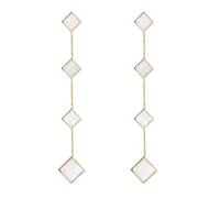 Pendientes largas doradas de 18 quilates vgwon con pequeños cuadrados blancos, elegantes y modernas, geometrías, regalos para mujeres y niñas