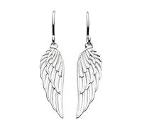 Pendientes largos alas de ángel de plata de ley