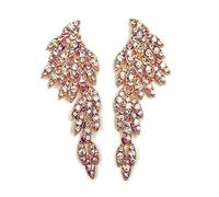 Pendientes largos con alas de ángel, alas de águila y diamantes de imitación, color dorado y negro