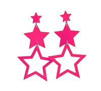 Pendientes largos con borlas de estrellas para mujeres, buena suerte hueca estrella colgante pendientes brillantes exagerados para decoración de boda