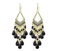 Pendientes largos con borlas para mujer, aretes bohemios con flecos, cuentas indias, aretes de gota para verano, playa, regalo de joyería, Resina, Sin piedra preciosa