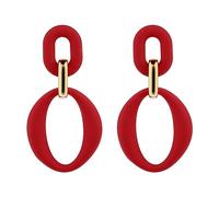 Pendientes Largos de Acrílico Pendientes de Gota de Personalidad Geométrica Cuadrada Pendientes Ovalados de Acrílico para Mujeres Niñas Joyería de Moda Pendientes Mujer Vintage (Rojo)