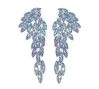 Pendientes largos de alas de ángel con alas de águila y cristales de imitación para boda, novia, baile, araña, pendientes largos de gota para mujer