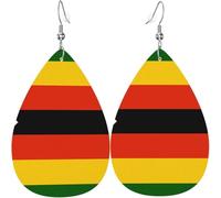 Pendientes Largos De Cuero Bandera De Zimbabue Imprimir Pendiente Colgantes Vintage Aretes De Lágrima Cómodo Mujer Pendientes Para Decoración Mujeres Cumpleaños