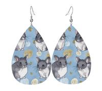 Pendientes Largos De Cuero, Chinchillas Azules Y Estampado Lunar, Pendiente Colgantes, Vintage, Moda, Mujer Pendientes Para Cumpleaños Fiesta Mujeres