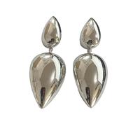 Pendientes largos de moda con acabado dorado y plateado, accesorio versátil para mujeres modernas, ropa casual, joyería elegante, plain silver 1, como se describe, como se describe