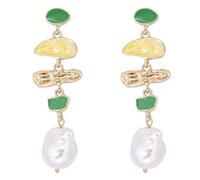 Pendientes largos de perlas para mujer, estilo vintage, estilo barroco, esmaltado, moderno, colgantes, para boda, graduación, novia, joyería