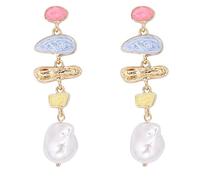 Pendientes largos de perlas para mujer, estilo vintage, estilo barroco, esmaltado, moderno, colgantes, para boda, graduación, novia, joyería