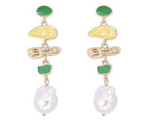 Pendientes largos de perlas para mujer, estilo vintage, estilo barroco, esmaltado, moderno, colgantes, para boda, graduación, novia, joyería, Perla, Perla