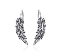 Pendientes Largos de Plata de Ley 925 con alas de Plumas Vintage para Mujer, joyería de Plata de Ley