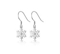 Pendientes largos de plata de ley con diseño de copo de nieve para mujeres, adolescentes, pequeños aretes colgantes de copo de nieve sensibles para mujer, talla única, Metal, Sin piedra preciosa