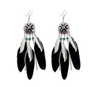 Pendientes largos hechos a mano con borlas y hojas bohemias para mujer, Talla única, Acetato, Sin piedra preciosa