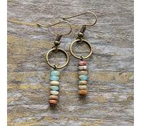 Pendientes Largos,Pendientes Colgantes Con Cuentas Boho Aventurina Étnica Piedra Natural Pendiente Hecho A Mano Energía De Chakra Para Cumpleaños Día De San Valentín Día De La Madre Regalos De Hallo