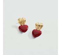 Pendientes Largos Sacré Cœur - Rojo / Oro - Talla Única - Aleación metal con baño de oro 750/1000 - Agatha Paris