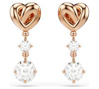 Swarovski Pendientes Lifelong Heart, Corazón, Blancos, Baño tono oro rosa