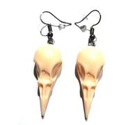 Pendientes ligeros de color hueso con diseño de calavera, colgantes de cuervo en ganchos hipoalergénicos, Resina Metal, No es una piedra preciosa