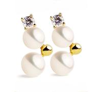 Pendientes Lovelace de Perlas Cultivadas de Agua dulce blancas tipo botón de 4-4.5mm y 4.5-5mm con Circonita | Secret & You | Plata de Ley de 925 milésimas bañada en Oro de 18K