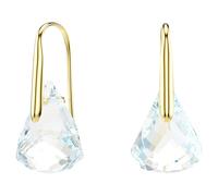 Pendientes Lunar, Talla ovalada, Blancos, Acabado en oro de 18 quilates OS