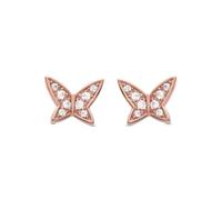 Pendientes Luxenter para Niña en Plata de Ley 925 con Circonita Brillante Color Oro Rosa Acabado en Oro Rosa de 18k Tamaño 7 x 5,5 mm Modelo Mariposa