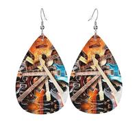 Pendientes mágicos de cuero para mujer, diseño de guitarra eléctrica, aretes de lágrima, ligeros, regalos para mujeres y niñas