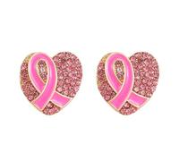 Pendientes magnéticos para mujer, mujer, niña, conciencia sobre cáncer de pecho, pendientes de Lapel, Love Fight Oficial Ribbon Earring Breast Cancer Brooch Pendientes con estampado de leopardo, talla