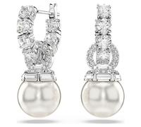 Pendientes Matrix, Perla de cristal, Talla redonda, Blancos, Baño de rodio OS