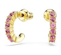 Swarovski Pendientes de aro Mini Hoop, Talla redonda, Rosas, Baño tono oro