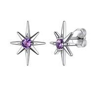 Pendientes Minimalistas Ciello Estrellado con Cristal Amatista Lila de Febrero Joyería Deliciosa Plata de Ley 925 para Mujeres Regalo Romántico para San Valentín Estrella de Belén
