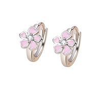 Pendientes minimalistas de plata 925 for mujer, aros de flores rosas de 10 mm, pendientes antiguos for mujer, joyería de boda de moda