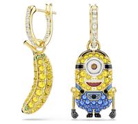Pendientes Minions Stuart and Banana, Pavé, Mini, Multicolores, Acabado en oro de 18 quilates OS