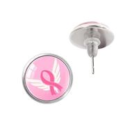 Pendientes modernos de cristal con piedras preciosas suaves para pieles sensibles y concienciación ética sobre la salud mamaria, One Size, como se describe