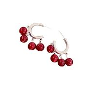 Pendientes modernos en forma de C con colgante de cuentas, materiales de cristal artificial, adecuados para combinar con varios aspectos, aretes únicos hechos a mano, talla única, como se describe