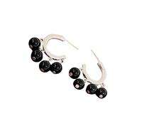Pendientes modernos en forma de C con colgante de cuentas, materiales de cristal artificial, adecuados para combinar con varios aspectos, aretes únicos hechos a mano, talla única, como se describe