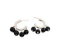 Pendientes modernos en forma de C con colgante de cuentas, materiales de cristal artificial, adecuados para combinar con varios aspectos, aretes de gota con cuentas, talla única, como se describe
