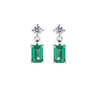 Pendientes Mujer AMEN PRINCESS Rectangular Verde En Plata 925 Código EREBV