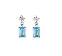 Pendientes Mujer AMEN PRINCESS Rectangulares Acuamarina De Plata 925 Código ERE