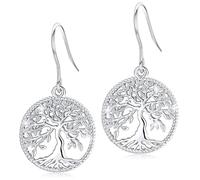 Pendientes Mujer Árbol de la Vida de Plata de ley 925, Pendientes Colgante Hipoalergénicos, Joyería Regalo para Mamá Niña Esposa Hija