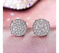 Pendientes Mujer Aretes Colgantes Pendientes Sencillos de Forma Redonda con Zirconia Completa para Mujer Accesorios de Uso Diario Pendientes para Adolescentes Regalo Delicado joyería de Moda