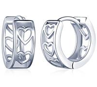 Pendientes Mujer Niña, Yumilok-Elegante Anillo Pendientes Corazón S925 Plata de Ley