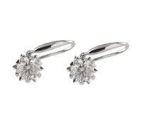 Pendientes Mujer Oro 9K/14K/18K Corazón de Copo de Nieve con Pendientes Colgantes de Moissanita Redondos de 1ct/2ct Joyería