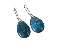 Pendientes Mujer,Pendientes De Gota De Apatita Azul Natural con Colgante De Lágrima Pendientes De Gancho Plateados Pendientes De Cristal Reiki Equilibrio Chakra Joyería Regalo para Niñas Madre Es