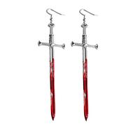 Pendientes Mujer Pendientes de gota de tijeras con dientes para mujeres y niñas, tijera gótica con estampado, para Halloween (E, One Size)