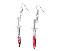 Pendientes Mujer Pendientes de gota de tijeras con dientes para mujeres y niñas, tijera gótica con estampado, para Halloween (C, One Size)