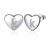 Pendientes Mujer Plata de Ley 925, Pendientes Niña Iniciales Letra, Pendientes Corazón Pequeños, Pendientes Hipoalergenicos Antialergicos, Original Regalo Mujer Niña Mama Amiga Madre Profesora