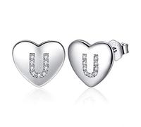 Pendientes Mujer Plata de Ley 925, Pendientes Niña Iniciales Letra, Pendientes Corazón Pequeños, Pendientes Hipoalergenicos Antialergicos, Original Regalo Mujer Niña Mama Amiga Madre Profesora