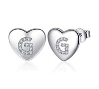 Pendientes Mujer Plata de Ley 925, Pendientes Niña Iniciales Letra, Pendientes Corazón Pequeños, Pendientes Hipoalergenicos Antialergicos, Original Regalo Mujer Niña Mama Amiga Madre Profesora